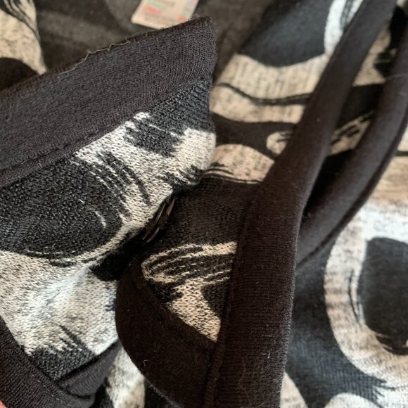 Joseph Ribkoff Snap Front Black Gray US 4 Duster Cardigan Kimono Abstract Cowl - Picture 5 of 14